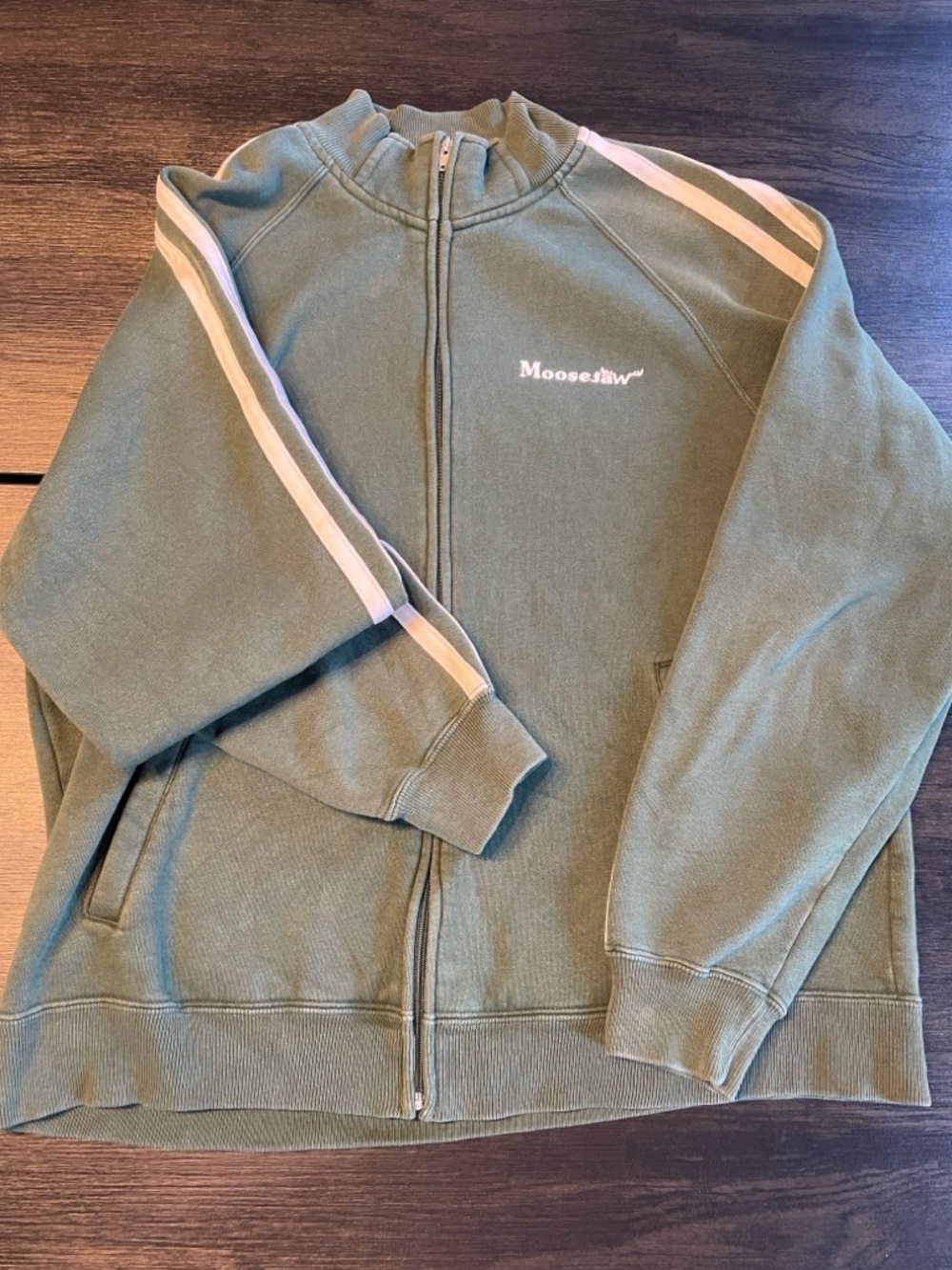 Moosejaw Olive Green Full-Zip Fleece Jacket with Logo